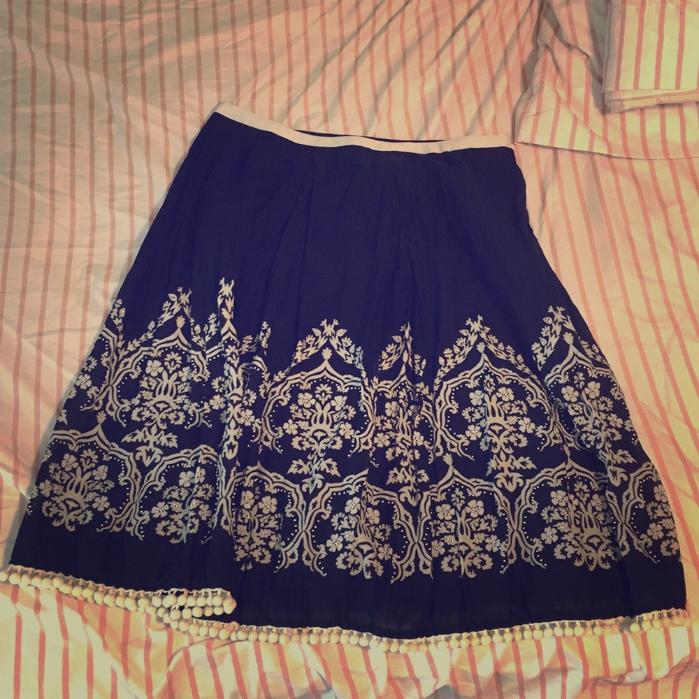 Black and White Fringed Skirt